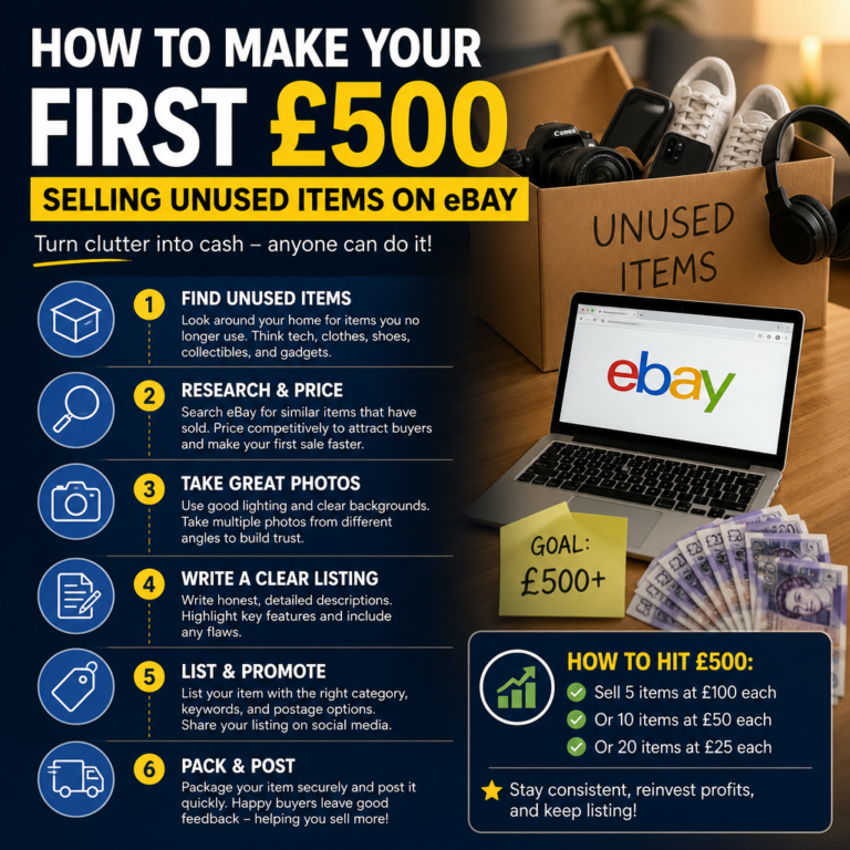 How to Make Your First £500 Selling Unused Items on eBay