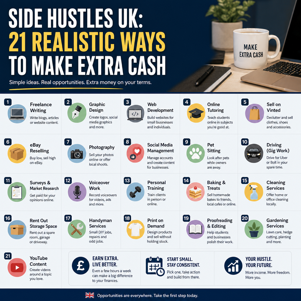 Side Hustles UK: 21 Realistic Ways to Make Extra Cash