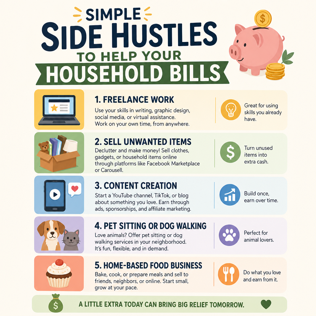 Simple Side Hustles to Help Your Household Bills