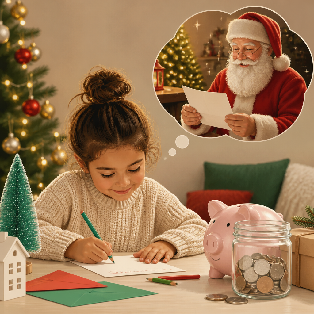 Editorial illustration for an article titled "How To Save On Letters To Santa An
