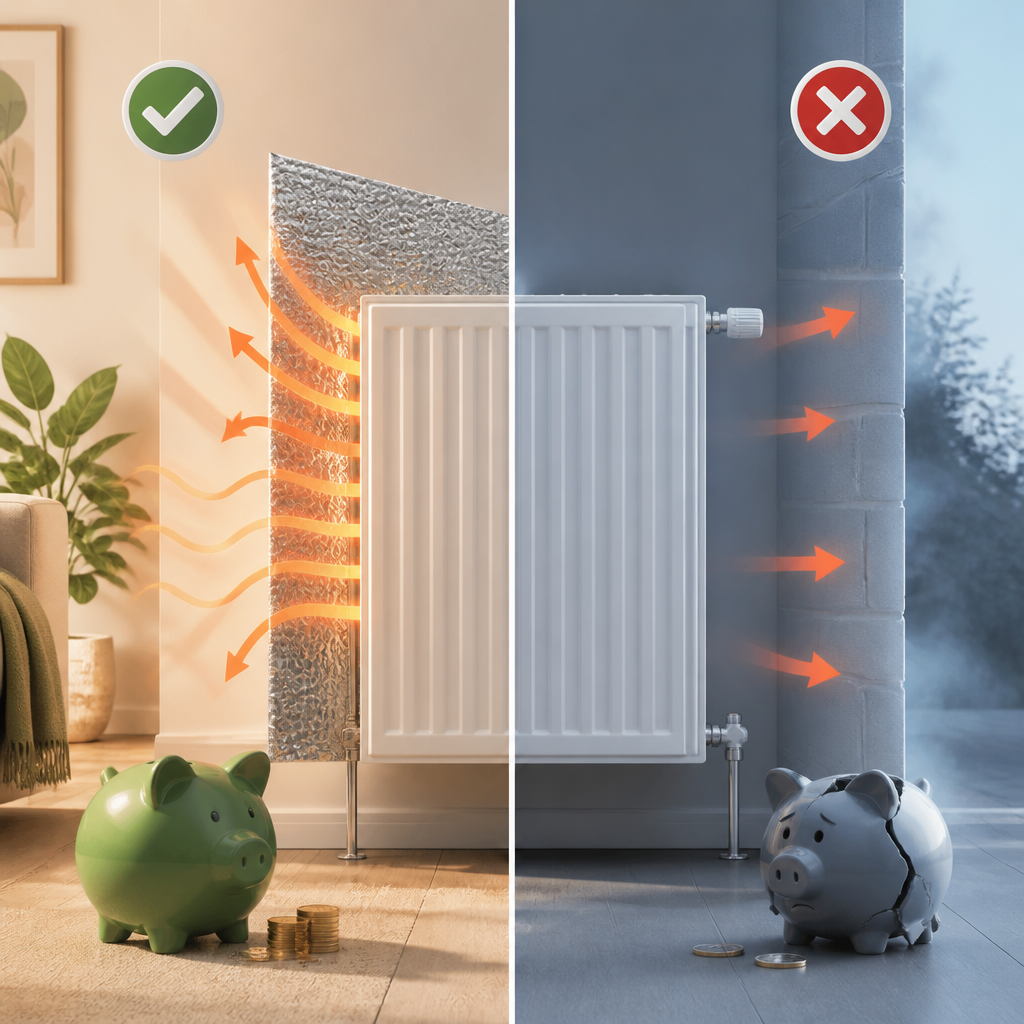 Editorial illustration for an article titled "Radiator Reflector Foil: Smart Mon